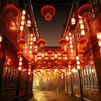 Street in China with lanterns