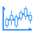 BTC trade graph vector icon blue