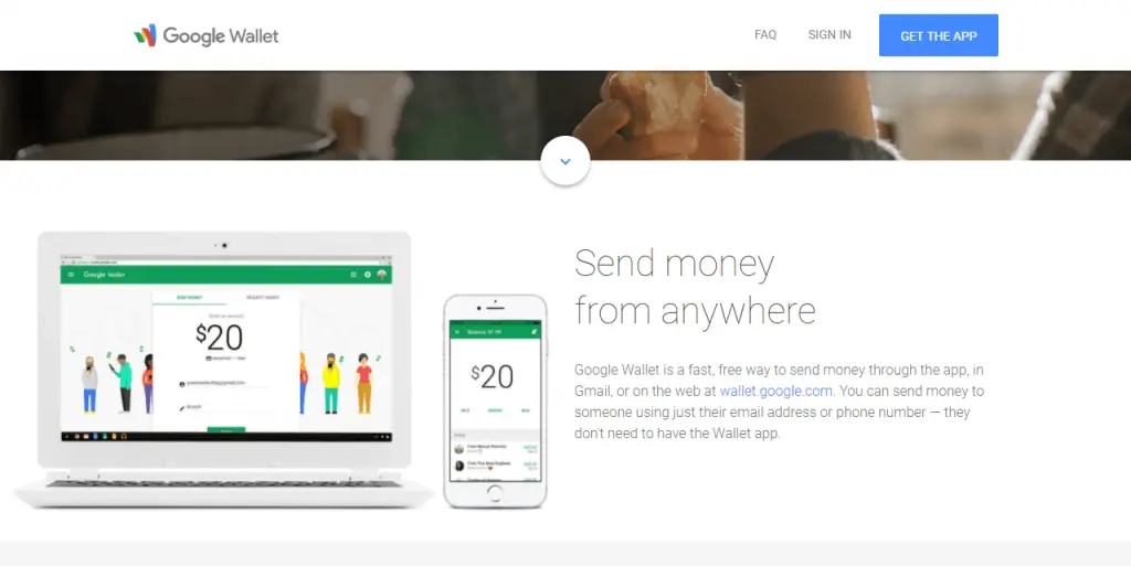 Google wallet screenshot showing how the webpage shows on the computer and the cellphone