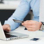 businessman paying credit card online