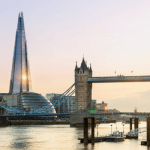 London, Tower Bridge and the Shard at Sunset