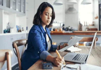 Person analyzing documents