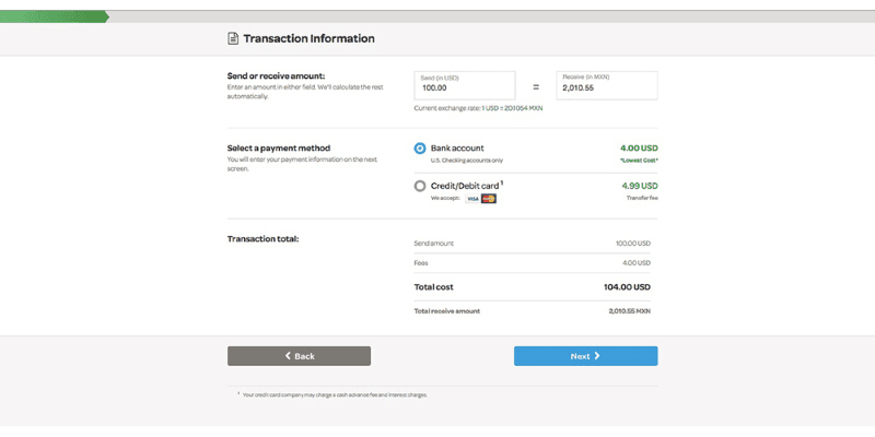 MoneyGram transaction information