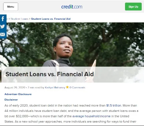 screenshot of Credit.com featured