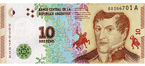 10 Argentinian Peso Banknote