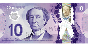 10 Canadian dollar banknote