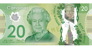 20 Canadian dollar banknote