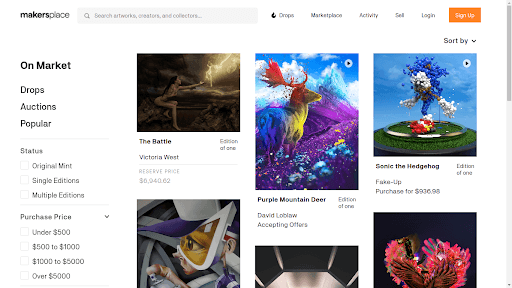 MakersPlace homepage