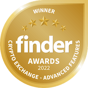 Finder Crypto Exchange Advanced Features Trading Award badge 2022
