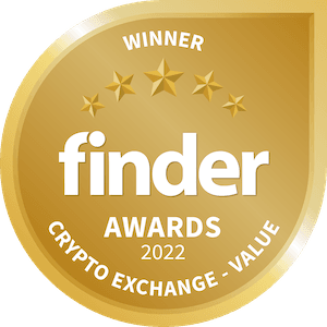 Finder Crypto Exchange Value Award badge 2022