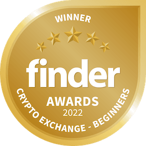 Finder Crypto Exchange Beginners Award badge 2022