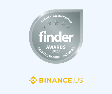 Binance.US crypto trading platform altcoins highly commended badge