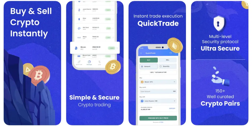 Zebpay Cryptocurrency Exchange App markets interface