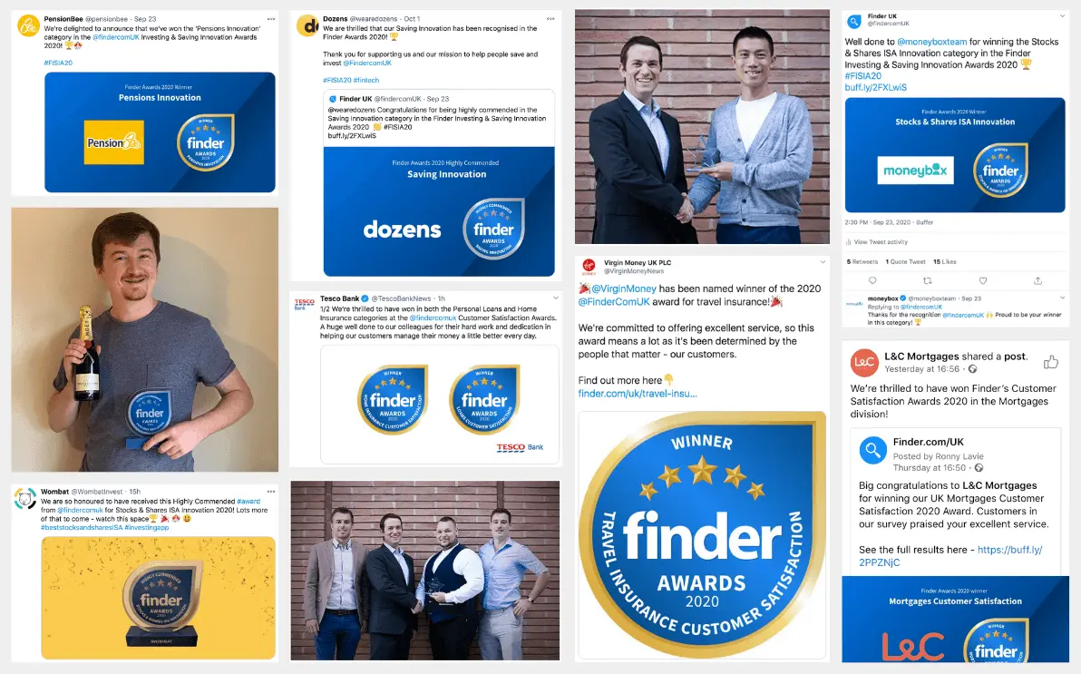 Social posts by Finder award winners