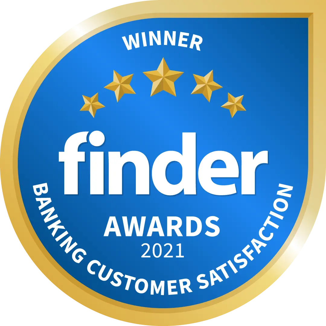 Finder Banking Customer Satisfaction Awards 2021 winner badge