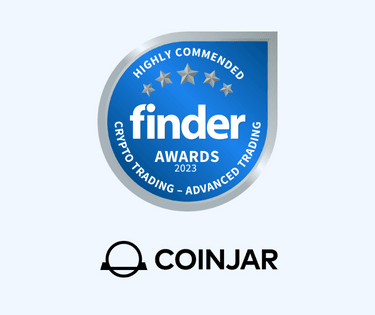 CoinJar crypto trading platform advanced trading highly commended badge