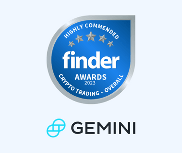 Gemini crypto trading platform overall highly commended badge