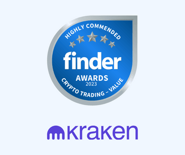 Kraken crypto trading platform value highly commended badge