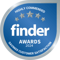Finder Savings Customer Satisfaction Awards 2023 highly commended badge