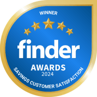 Finder Savings Customer Satisfaction Awards 2023 winner badge