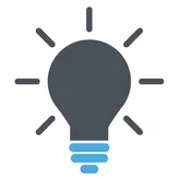 Grey and blue light bulb icon