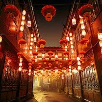 Street in China with lanterns