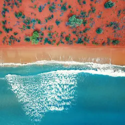 Beach in Australia with surfers