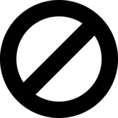 Stop icon. Circle with slash. Prohibited, without or cancelled.