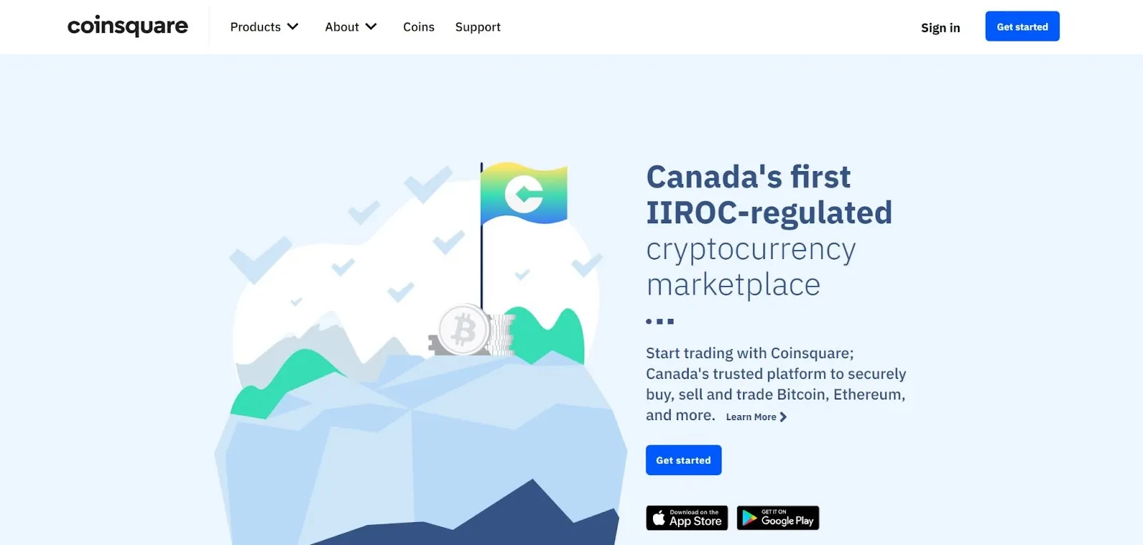 Coinsquare homepage interface