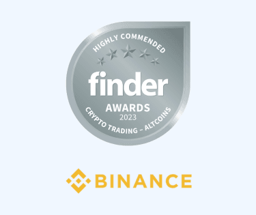 Binance crypto trading platform altcoins highly commended badge