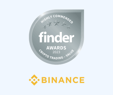Binance crypto trading platform value highly commended badge