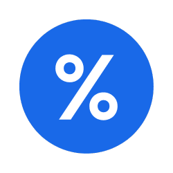 Blue and white percent symbol