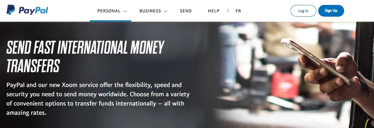 PayPal homepage banner