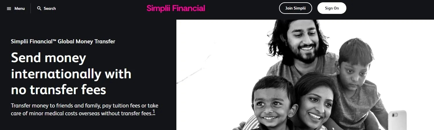 Simplii Global Transfers homepage banner