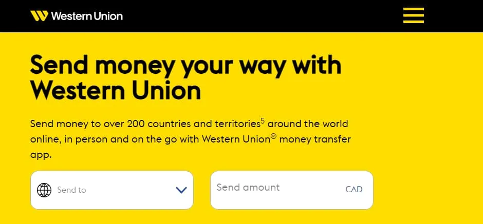 Western Union homepage banner