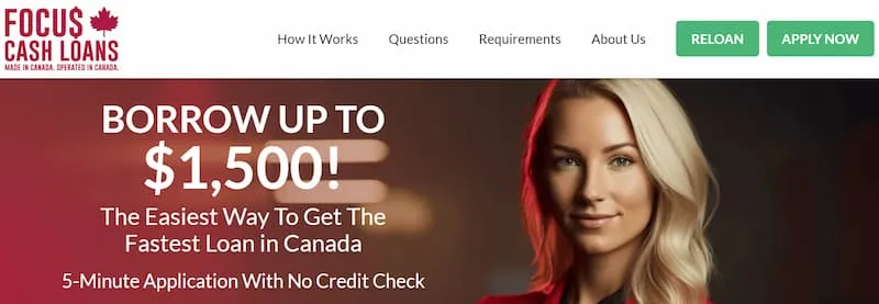 Focus Cash Loans homepage banner
