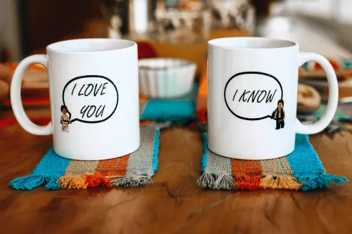 Star Wars mugs with quotes I love you and I know